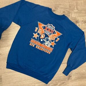 LOGO 7 Super Bowl 1987 Blue Crewneck Sweater